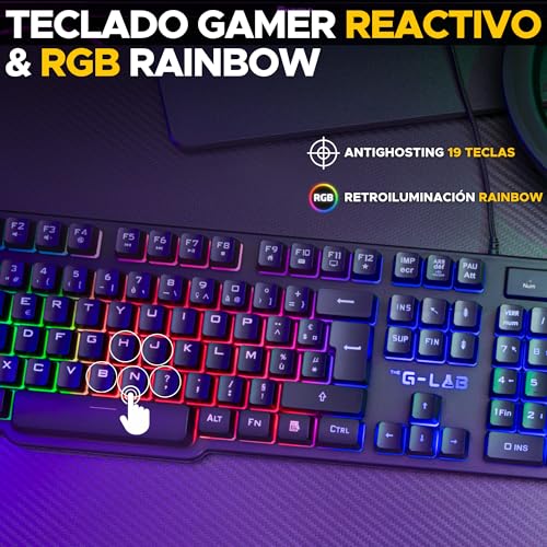 Miniatura 3 de The G-Lab Combo Sulfur - Pack Gaming 4 en 1 Teclado Ratón Cascos QWERTY ES | Teclado Gaming + Ratón 3600 DPI + Auriculares Gaming + Alfombrilla Antideslizante, Compatible PC/PS4/PS5/Xbox