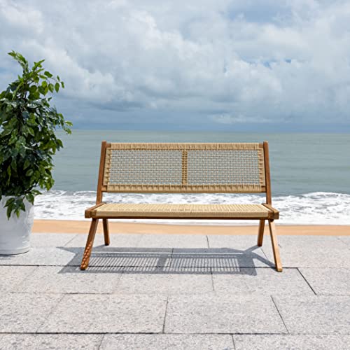 SAFAVIEH Outdoor Collection Kobina Natural Acacia Wood/Natural Rope Foldable Bench (Fully Assembled)