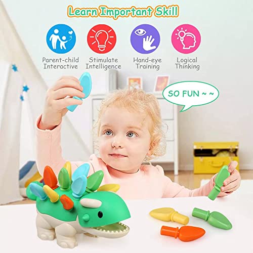 Hirger Spike The Fine Motor Dinosaur - 14 Pieces, Ages 18+ Months Toddler Dinosaur Learning Toys, Fine Motor And Sensory Toys, Educational Toys, Montessori Toys For Boys Girls Gifts #TOP6