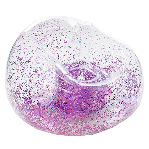 BloChair Kids Glitter Inflatable Chair (Pink) - Beanless Beanbag Chair for Dorms, Kids Room, Indoor and Outdoor Use.