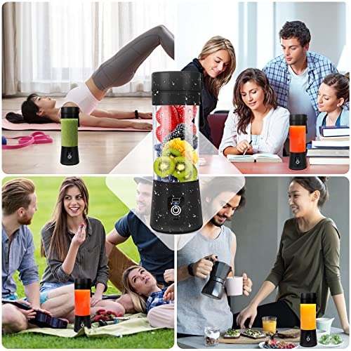 Image of Portable Blender, Personal Mini Juice Blender with Six Blades in 3D(Black)