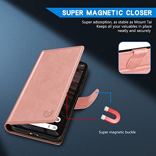 Image of ZZXX for Google Pixel 7a Wallet Case Magnetic Closure 6.1 inch,Rose Gold