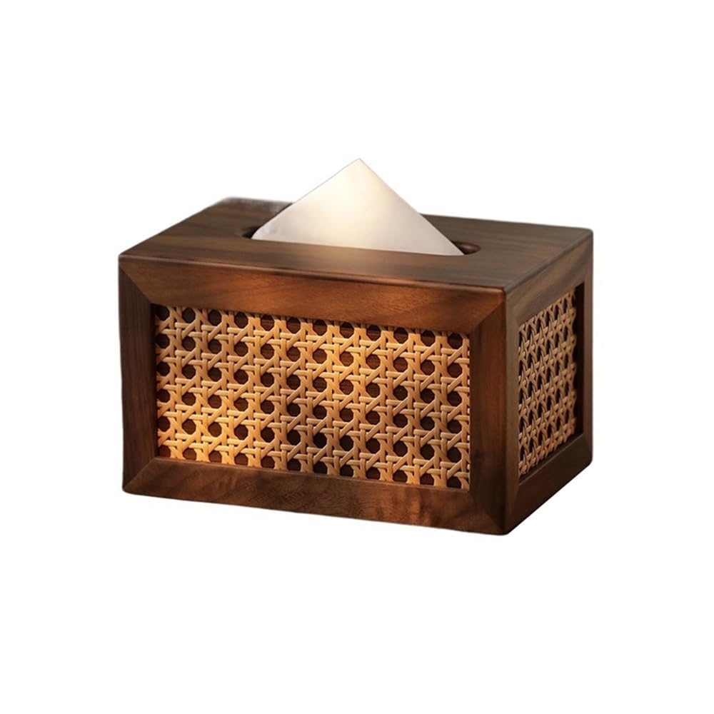 Tissue Case Retro Household Office Rectangular Tissue Paper Holder Box Cover Case Napkin Chinese Style Dispenser for Countertops Tissue Dispenser(Natural)