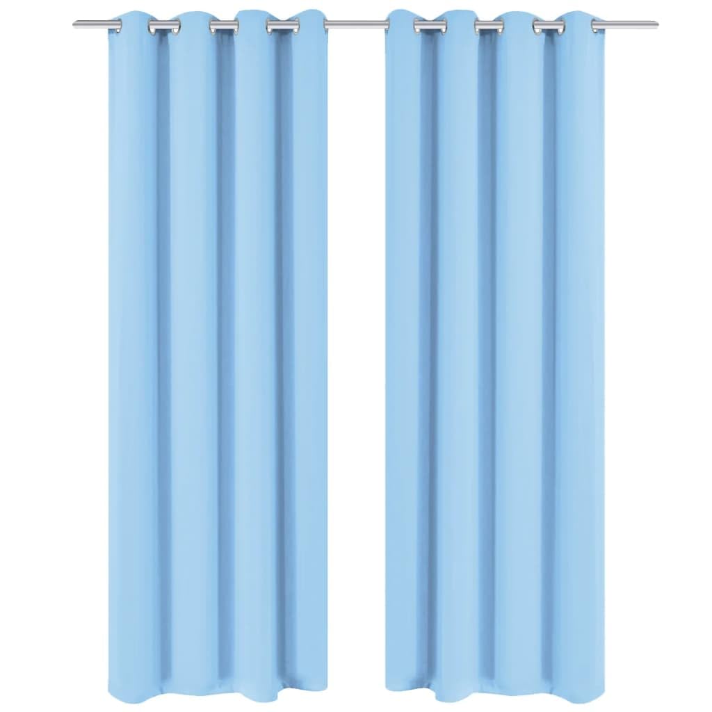 Lot de 2 rideaux occultants avec œillets en métal - 135 x 175 cm - Turquoise - Polyester microsatin - Protection solaire - Décoration de fenêtre pour salon, chambre à coucher - Facile à
