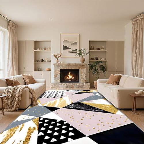 RUGMRZ Alfombras Comedor Suave Rosa 60x100cm,Geometría Moderna Lavables para Habitacion Bebe,Comedor,Terraza