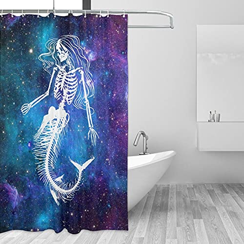 Idnuyia Mermaid Shower Curtain,Womens Funny Halloween Mermaid Skeleton Gift Cool Shower Curtain Liner Window Curtains Decor Props Bathroom 60 Inch X 72 Inch #TOP1