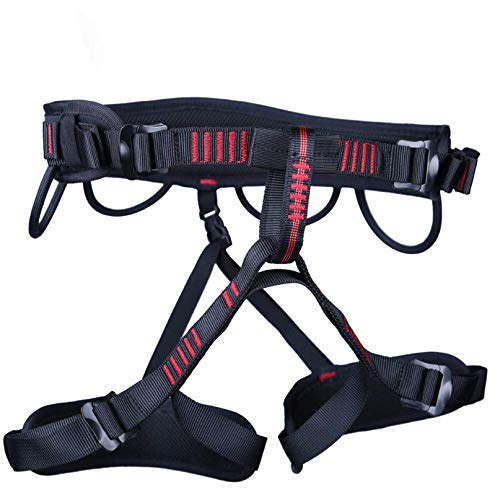 AMhuuiClimbing Harness Safe Seat Belt，Tree Adjustable Mountaineering Elling Belts for Fire Rescue, High Altitude Rock Climbing, Equipment, Half Body Guard Protect