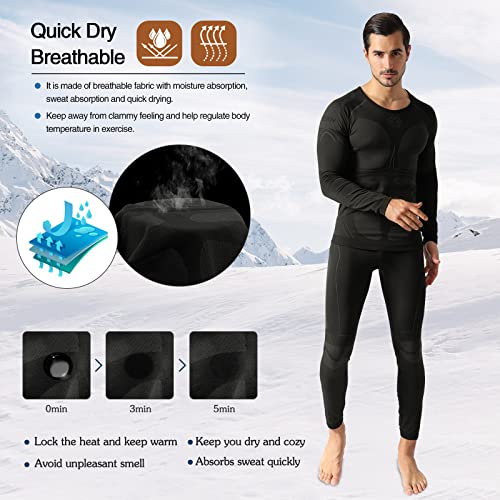 Meethoo Men's Thermal Underwear, Ski Compression Long Johns Set Base Layer Top & Bottom For Cold Weather Hunting Running Gear #TOP3