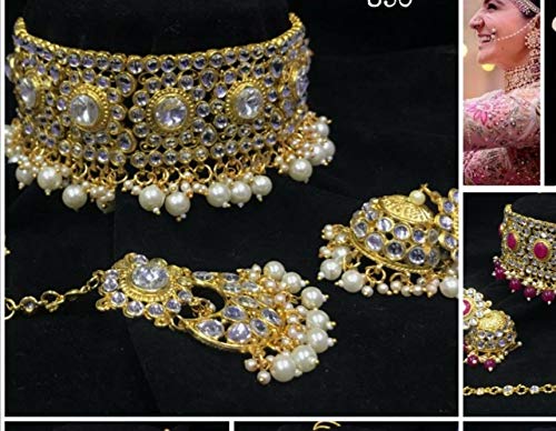 VINTAGEJEWELANUSHKA SHARMA WEDDING NECKLACE WITH EARRINGS TIKKA 4PC SET