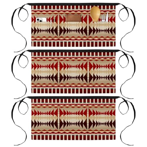 Tablier court 60x30.5cm à 3 poches, lot de 3 demi-tabliers de travail Tribe