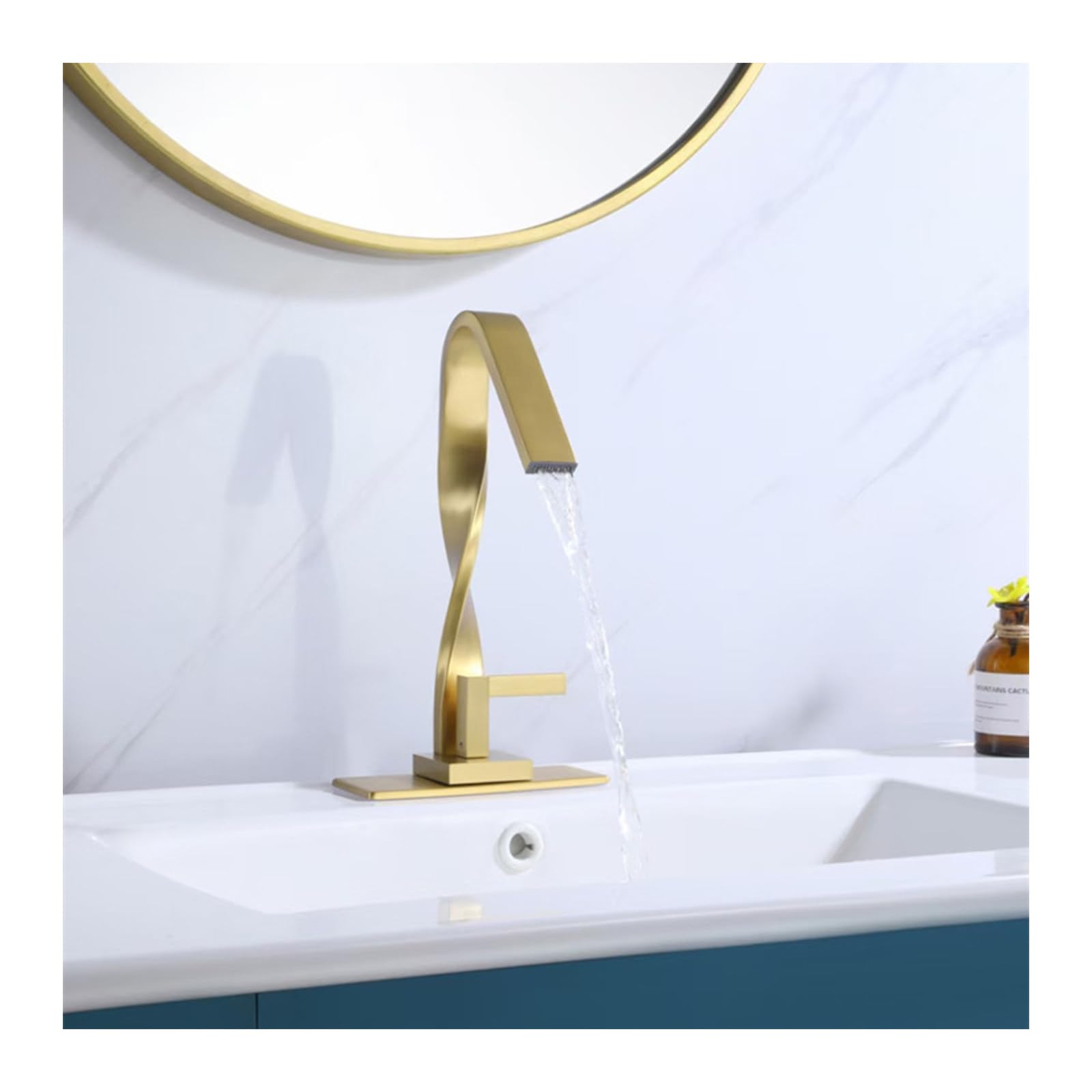 Mitigeur lavabo pieds hauts cascade robinet salle de bain monocommande eau chaude et froide