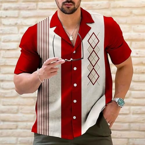 Chemise de bowling homme anti coup de chaud avec style vintage décontracté à rayures d'été