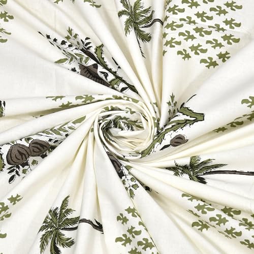 Image of BLOCKS OF INDIA Hand Block Printed 300 TC Cotton Super King Size Bedsheet(106 x 106) (Tree Green)