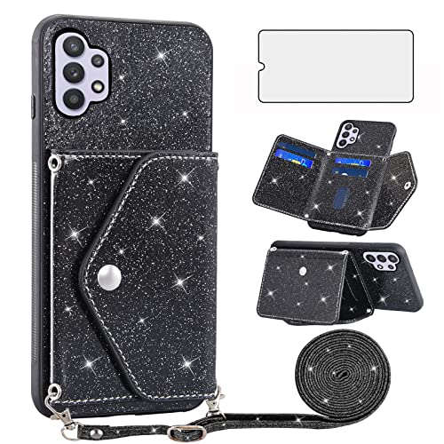 Housse élégante pour Samsung Galaxy A32 5G avec verre trempé et sangle chic