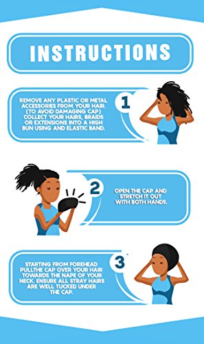 Happy Mane Silicone Swim Cap For Braids And Dreadlocks - Hair Dry While Swimming Bathing Long Hair, Extensions, And Curly Hair - Large Shower Cap For Women, Teenager, Kids (Black, Large) #TOP7