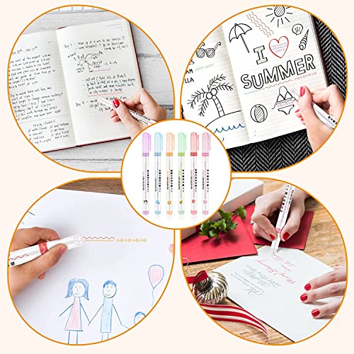 Image of RECLUSE 6 Pcs Curve Highlighter Pen Set, Dual Tips Marker Pen, Chisel and Fine Tips, Water Based, Line Markers Colors for Adults & Kids Writing Drawing School Supplies