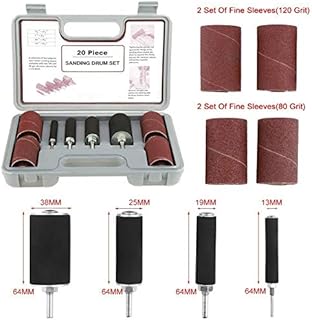 Schleifwalzen Set，Jectse 20 Stück Schleifzylinder Satz Spindelschleifen Trommelschleifer Werkzeugsatz mit 4pcs Gummitrommel，für Heimwerker，Hobbys，Heimwerker，Tischlerarbeiten