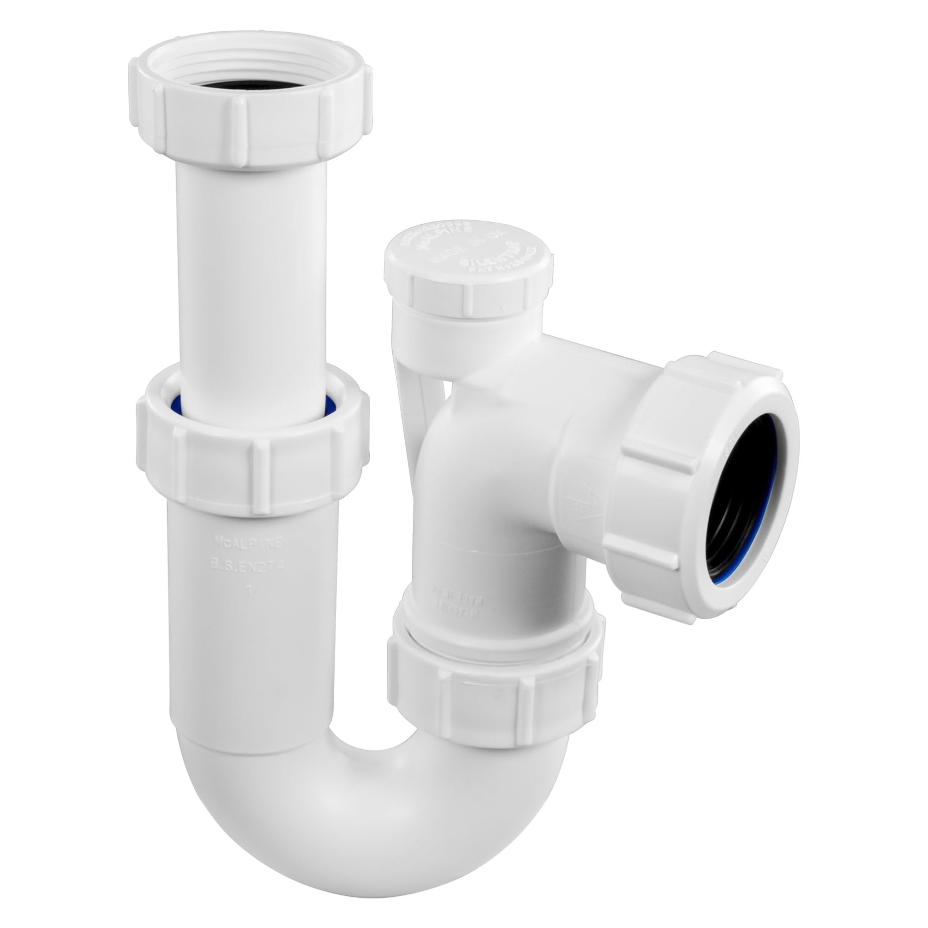 Mcalpine ASA10V-FS 75mm Water Seal Adjustable Inlet Tubular Swivel Anti-Syphon (Silentrap) 'P' Trap Universal Outlet Fixed Stalk