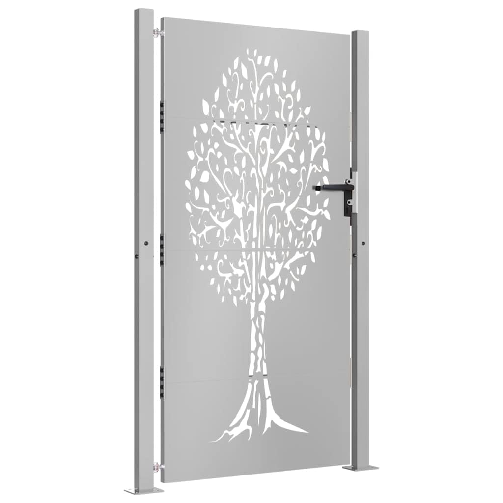 vidaXL Cancello da Giardino 100x175 cm in Acciaio Corten Design Albero, cancello in metallo, cancello da giardino anteriore, cancello da giardino con serratura