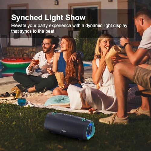 Image of DOSS Extreme Boom Pro D100, 70W Bluetooth Speaker with Deep Bass, IPX6 Waterproof, 10400mAh 24H Battery, Built-in Power Bank, TWS Stereo Pairing & Beat-Sync Lights for Outdoor Camping Party - Black