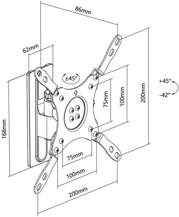 goobay 71987 TV Wall Mount for Caravans/Pivoting & Tilting/Max. 15 kg / 13-43 Inches/up to VESA 200 x 200 mm Compatible/for Motorhomes/Samsung/Sony/Philips