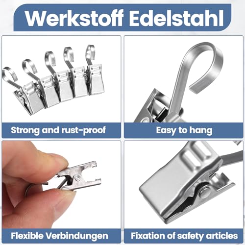 110 Stück Vorhang Clips mit Haken, Gardinenhaken mit Clips, Metall Gardinen Klammern Edelstahl Vorhangklammern Vorhang Clips, Gardienen Klemmen, Gardinenklammern für Schienen Fotos Licht Hängende
