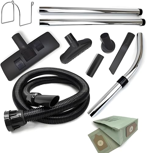Vacuum Hose Tool Kit for Numatic Henry, Hetty, James, Edward & Harry - 2.5m Hose, Chrome Extensions, Adjustable Handle, and Various Cleaning Attachments
