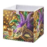 Emelivor Carnival Beads Glass Cube Storage Bin Fabric Storage Cubes Collapsible Foldable Storage Baskets Organizer Containers for Shelves Closet Living Room Cloth Decorative,11 x 11inch