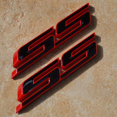 Image of 2Pcs Slant SS Emblems Side Car Badge Decal Compatible with Chevy Camaro Impala Malibu Holden 2010-2026 (Red Black)