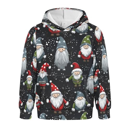 Kids Hoodies Sweaters Christmas Xmas Gnome Dwarfs Hooded Sweatshirts with Big Pockets for Boys Girls B0400452