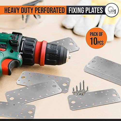 OMIdeas 10 x Flachverbinder (140 x 55 x 2) Verbindungsplatte Verbindungsblech Holzbau Verbinder Holzverbinder, Verzinkt