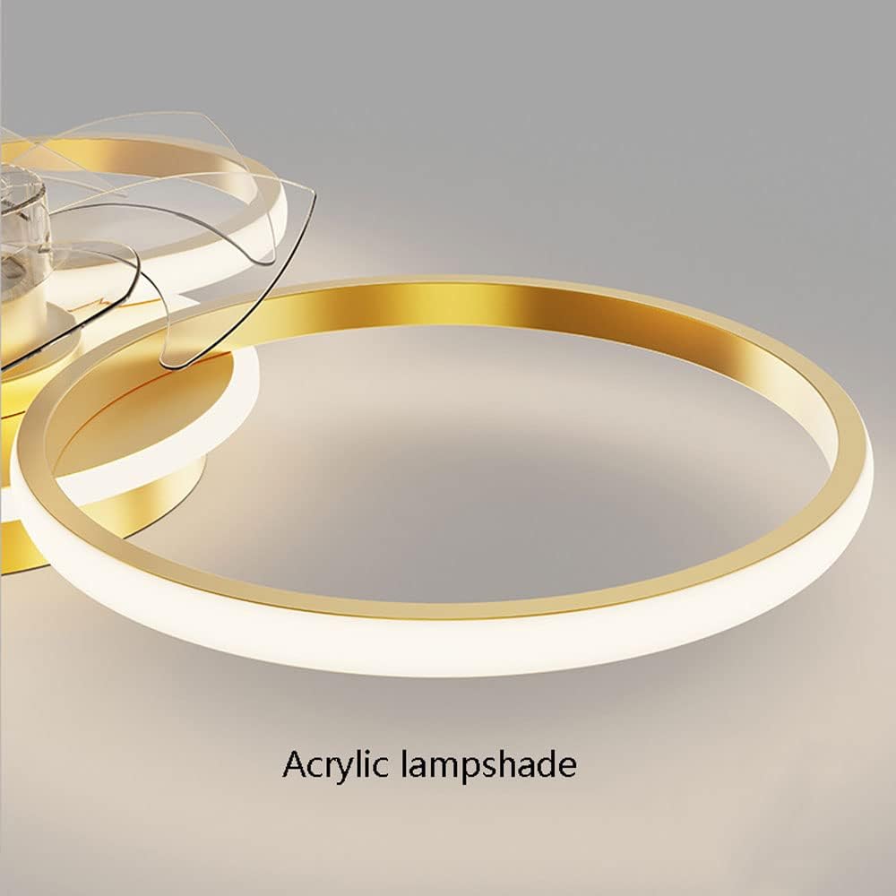 LED Ceiling Light with Fan, Fan Ceiling Lamps 4 Rings 58W Aluminum Ceiling Light Three Colors Stepless Dimmable with Remote Control, Suitable for Living Room Bedroom Children's Room