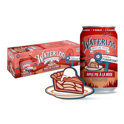 Image of Waterloo Sparkling Water, Apple Pie A La Mode Naturally Flavored, 12 Fl Oz Cans (Pack of 12) - Zero Calories and Zero Sugar or Sweeteners