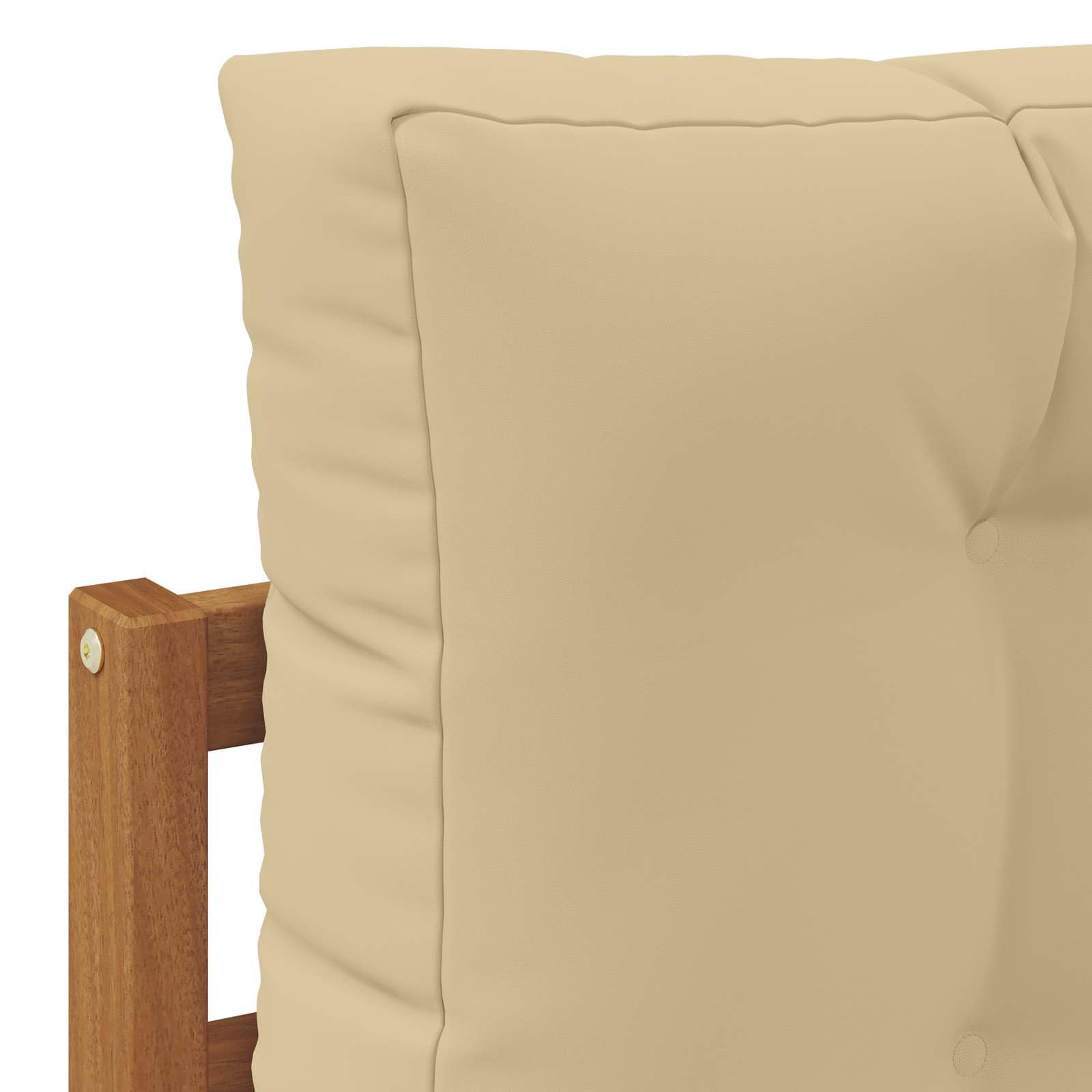 Outdoor-Sofagarnitur Set 3-teilig aus massivem Akazienholz mit Kissen in Natur und Beige, wetterfest, modulare Sitzgruppe für Garten Terrasse Balkon