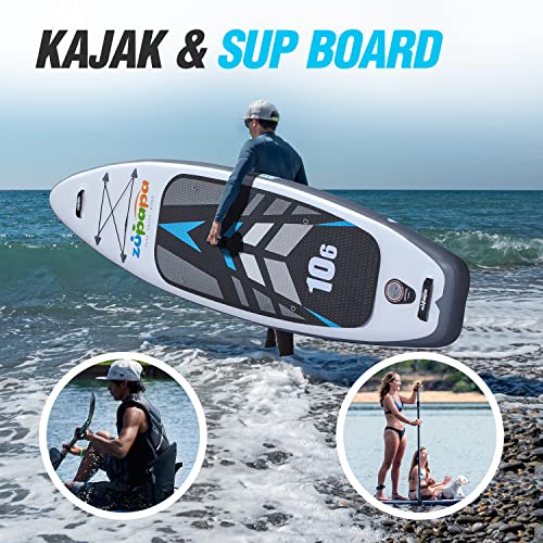 Foto von Zupapa 10’6 Stand Up Paddling Board, 82cm Breite SUP Board Set | Aufblasbares Stand Up Paddle Board mit Kajak Sitz | Komplettes Zubehör | 3-Jahres-Garantie