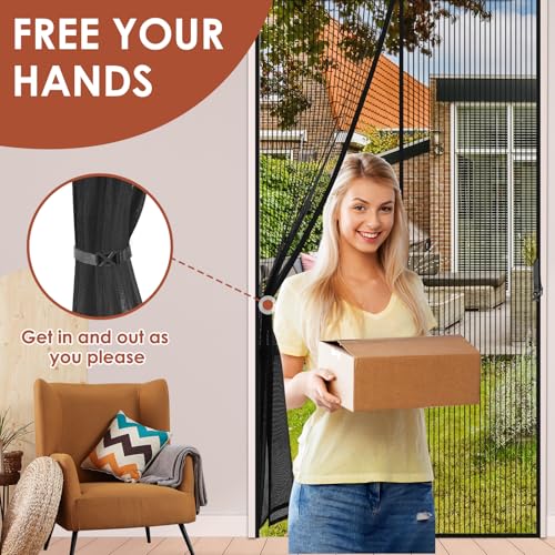 FORTRY Fliegengitter Magnet Tür 80x200cm, Fliegengitter Magnet Balkontür Ohne Bohren Kinderleichte Klebemontage, fliegenschutztür Ist Ideal für Die Balkontür, Terrassentür, Wohnzimmer, Schwarz