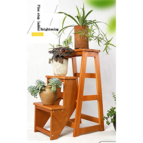 Taburete plegable de 3 niveles multifuncional escalera madera blanca 29x57x77 cm 5