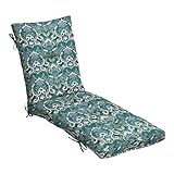Arden Selections Outdoor Plush Modern Tufted Chaise Cushion, 76 x 22, Water Repellent, Fade Resistant, Tufted Cushion for Chaise Lounger 76 x 22, Sapphire Aurora Blue Damask