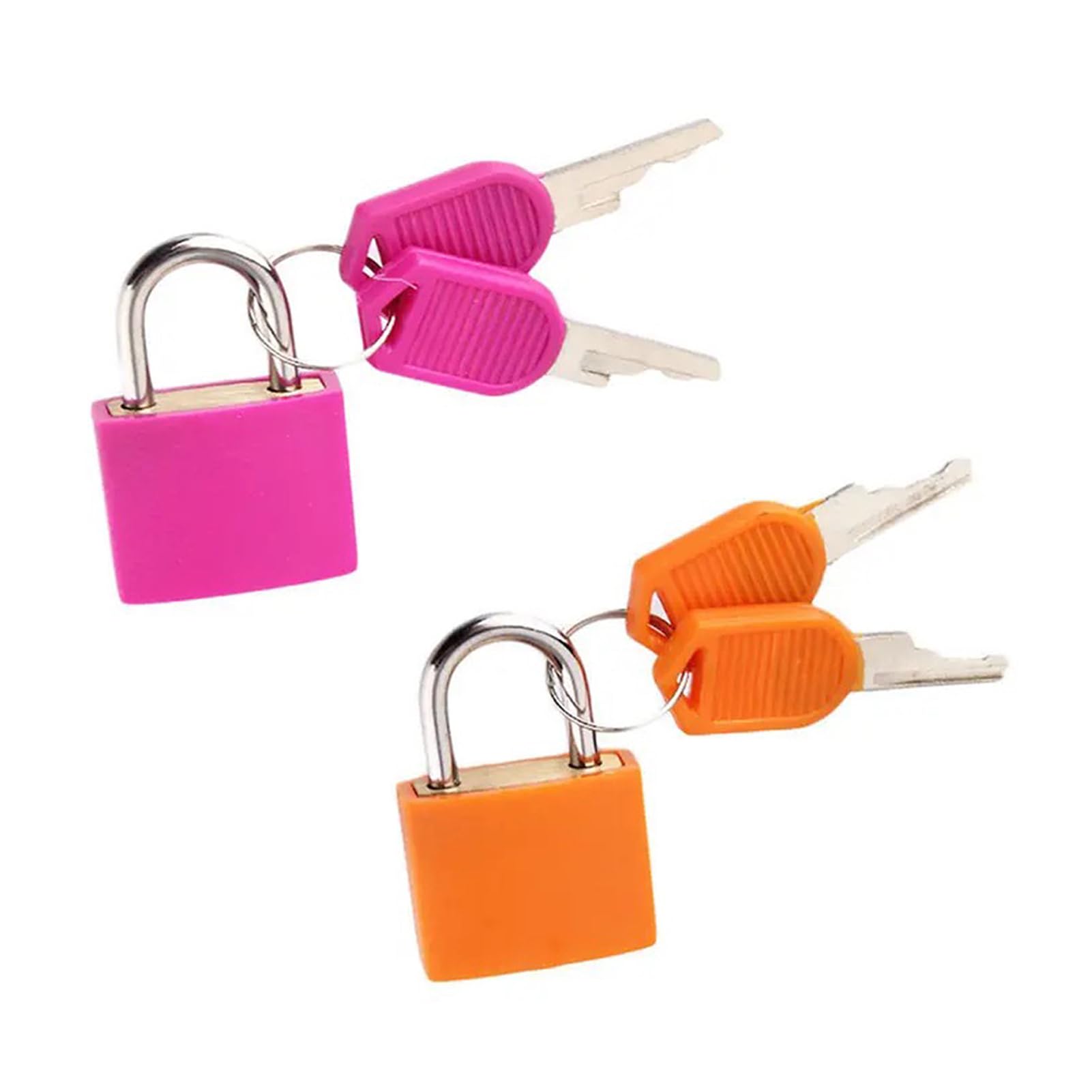 Yesmin 2 Pcs Luggage Lock with Key,Mini Padlock Luggage Lock Gym Locker Bag Backpack Computer Bag-Rose Red+Orange