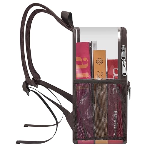 Image of Busiuw Clear Backpack for Stadium Events 12x12x6 Mini Small Sports Fan Backpacks with Front Pocket for Concert Sport Events Work Travel(Chocolate)