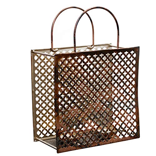 Antikas - Photophore en aluminium cuivré en forme de poche, petit format