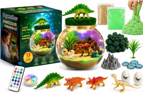 BeyondLuv Dinosaur Toys Terrarium Kit For Kids Boys Girls- Dinosaur Miniature Craft Kit DIY Lamp Toy Science Experiment Kit Toys for Boys Girls Children Birthday Boy Girl Gift Arts & Crafts Kits