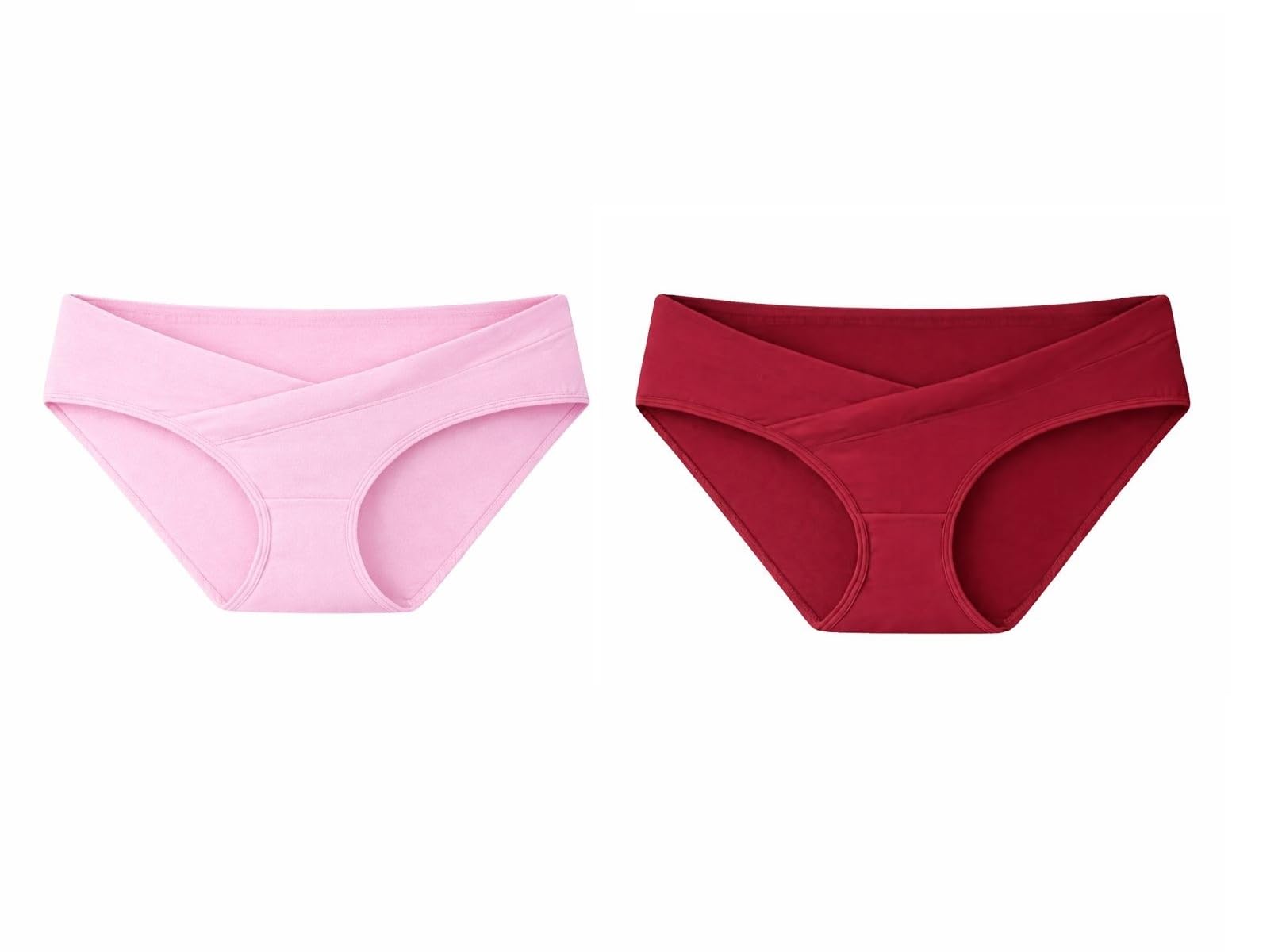 Cotton Maternity Panty, Low Waist Maternity Briefs for Women, Pregnancy Underwear, No Elastic | Pack of 2 (Pink & Maroon)-image-12