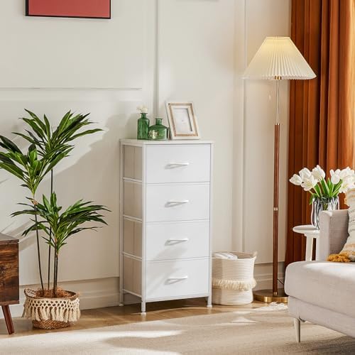 DUMOS Nightstand, Bedside Table with 4 Fabric Drawers - 1
