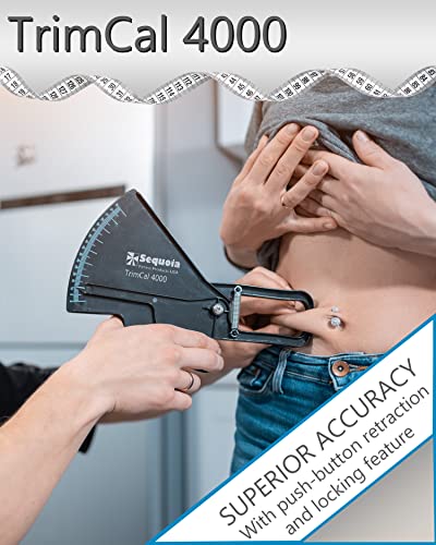 Sequoia Fitness Trimcal 4000 Body Fat Caliper with Body Measure Tape & Fat% Chart (Black & Black)