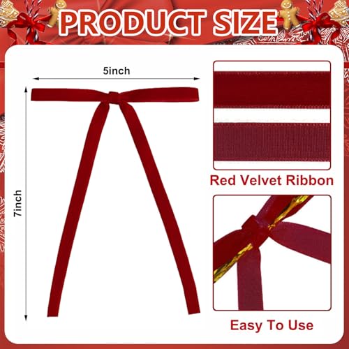 Lazos de terciopelo rojo Eivzzt premium de 5x7 pulgadas para decoración navideña elegante 3