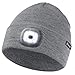 Price comparison product image Etsfmoa Unisex Beanie with The Light,Gift for Men and Women USB Rechargeable Winter Knit Lighted Hats Headlamp Cap Grey