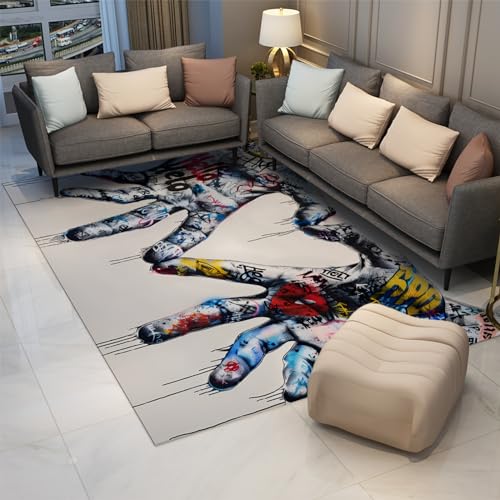 Tapis de style moderne graffiti grand format 150x240cm avec support de sécurité