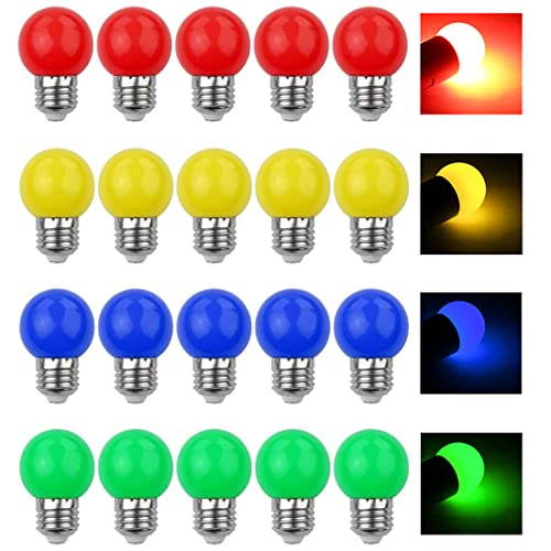 20 PACK - 3W LED Bombillas de Colores E27 Casquillo Gordo 3W 240Lm 220V-240V AC Bombillas LED Multicolor Vistoso LED Lámpara Luz Ambiente para Hogar, Decoración, Bar, Fiesta, KTV Cover