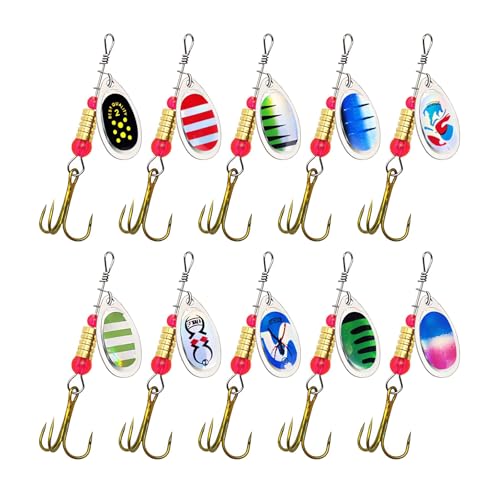 Set di 10 esche da pesca Brand per luccio, lucioperca, pesce persico e trota, con borsa per il trasporto